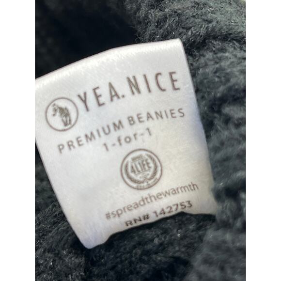 Yea Nice Black Acrylic Knit Beanie Cap - Picture 4 of 5